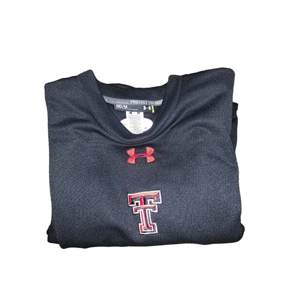 TEXAS TECH  Pullover M Black Waffle Weave Under Armour Fleece Lined Crew Neck - Picture 4 of 5